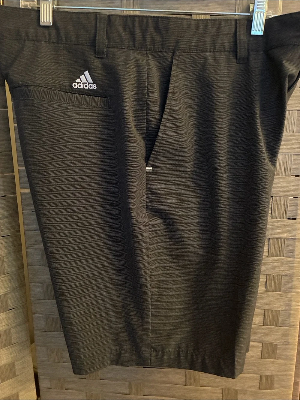adidas Men's Chevron Pattern Flat Front Shorts in Charcoal